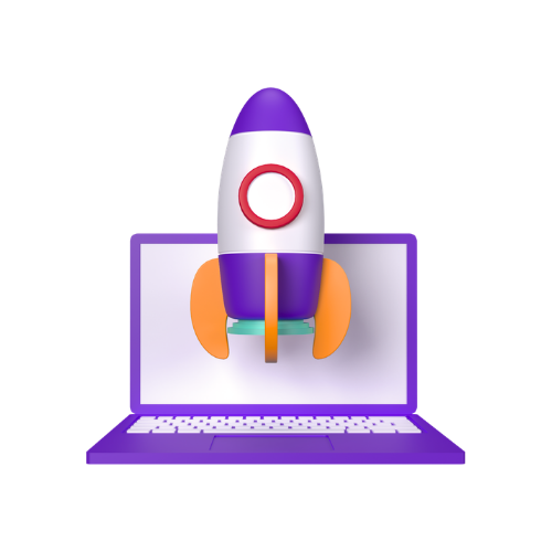 Laptop With Rocket Launching Clipart